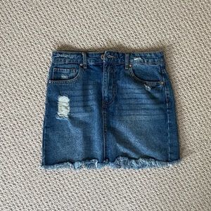 jean skirt with patches